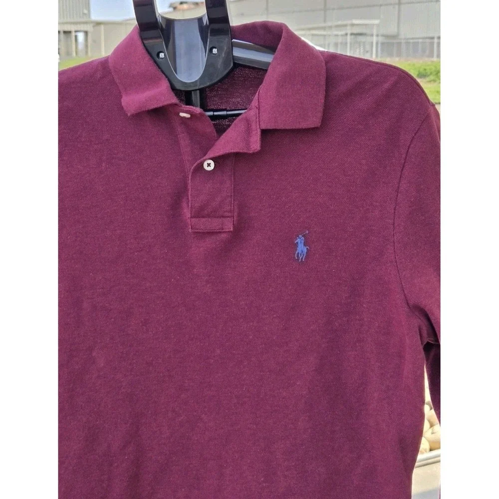 POLO RALPH LAUREN Shirt Men's M Long Sleeve Collared 100% Cotton Pullover Pony